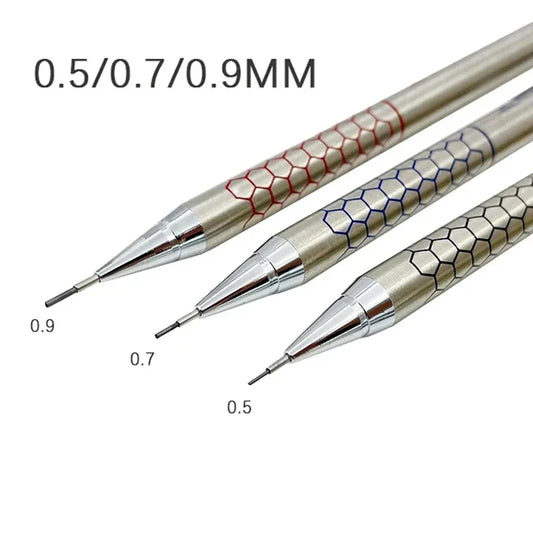 0.5 0.7 0.9mm Metal Mechanical Pencil with Eraser Set HB Lead Art Sketch Drawing Supplies Automatic Pencil Writing Stationery