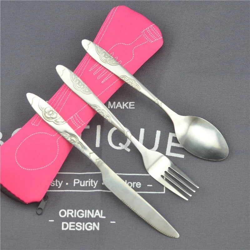 Picnic Set Tableware Washable with Zipper Travel Cutlery Kit Case Portable Pouch for Dinner Household Tool Travel Camping Spo