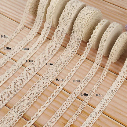 2/5M Cotton Lace Trim Vintage Lace Ribbon Crochet Cotton Lace Scalloped Edge for Bridal Wedding Decor DIY Craft Sewing Suppli