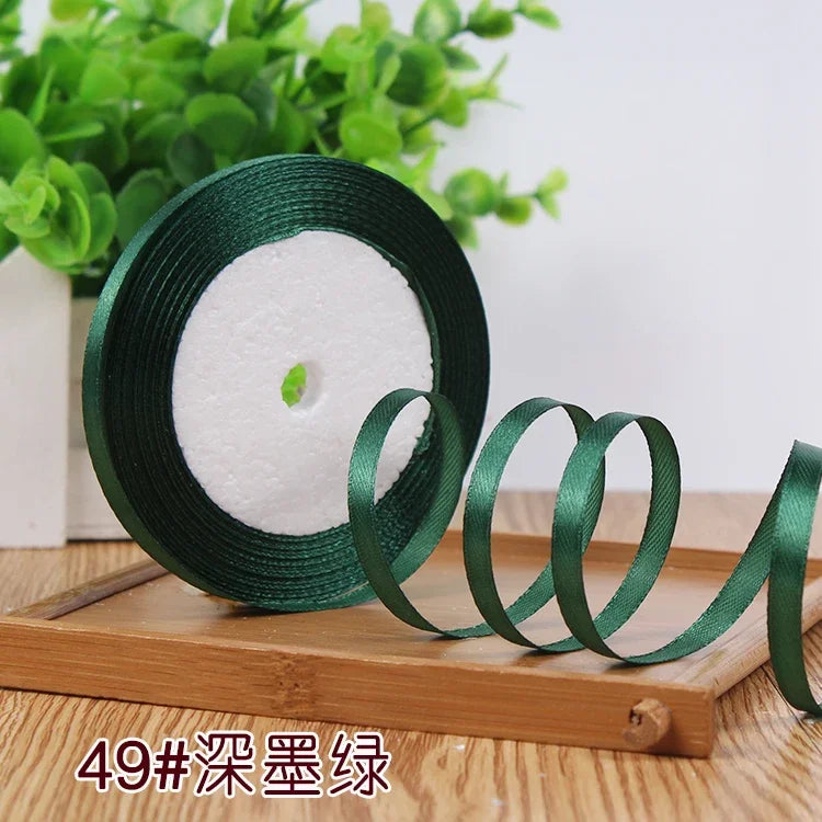 New (25 Yards/lot) 1/4''6mm Single Face Silk Satin Ribbon Wedding Decorative Ribbons Christmas Gift Wrap DIY Handmade Materia