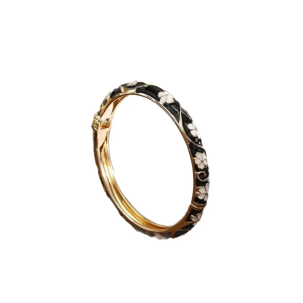 Traditional Vintage Cloisonne Bangle Chinese Classic Hollow Out Flower Bangle Vintage Ethnic Women's Hand Bracelet Jewelry Gi