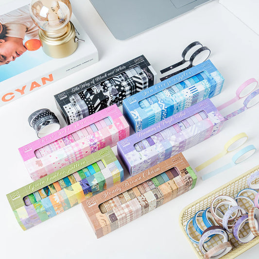 Washi Tape Set, 20 Vintage Striped Washi Tapes, Decorative Tape for Scrapbooking, Journal Decoration, Gift Wrapping, DIY Craf