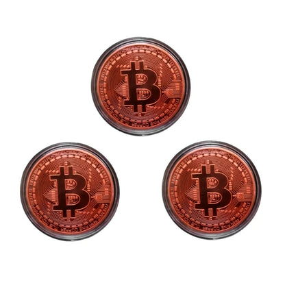 3/1PC Bitcoints BTC Coins Collectible Collection Gold Plated Bitcoin Coin Collectible Art Collection Gift Physical Commemorat