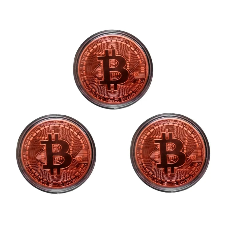 3/1PC Bitcoints BTC Coins Collectible Collection Gold Plated Bitcoin Coin Collectible Art Collection Gift Physical Commemorat