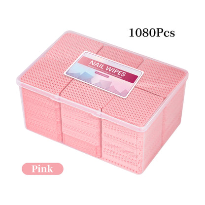 1080pcs Boxed Nail Art Lint-Free Eyelash Glue Wipes Paper Gel Polish Remover Clean Glue Cotton Pads Beauty Cleaning Tools - P