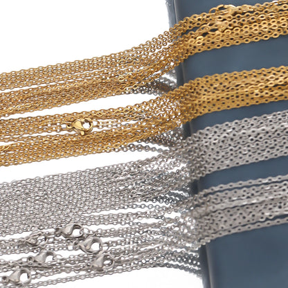 10Pcs/lot 50cm Stainless Steel Link Chains Necklaces Cuban Cross Chains Accessories for DIY Gifts Jewelry Making Bulk
