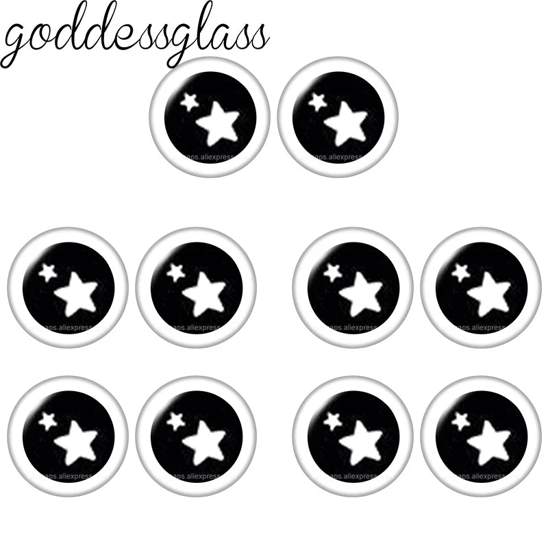 Glass Cartoon Doll Round Eyes Heart Pupil Lovely 10pcs 12mm/18mm/20mm/25mm Round Cabochon Flat Back Making Findings Jewelry -
