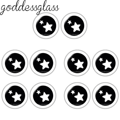 Glass Cartoon Doll Round Eyes Heart Pupil Lovely 10pcs 12mm/18mm/20mm/25mm Round Cabochon Flat Back Making Findings Jewelry -