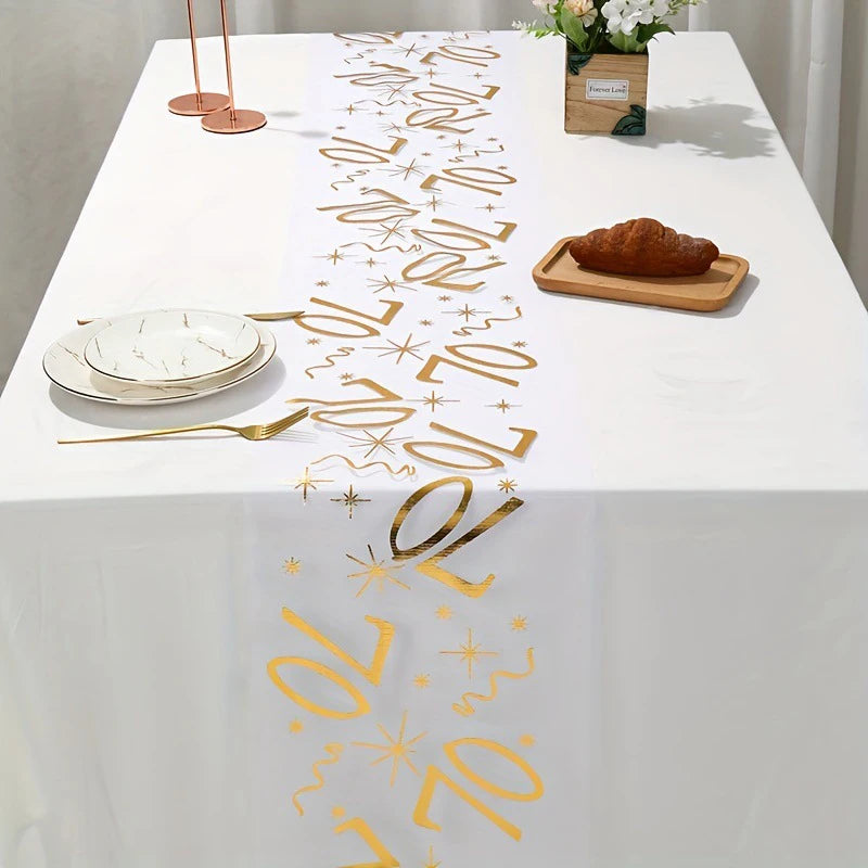 18th 90th Birthday Table Runner Birthday Party Decor 3M Gold Table Cover Roll for Table Home Birthday Celebration Party Suppl