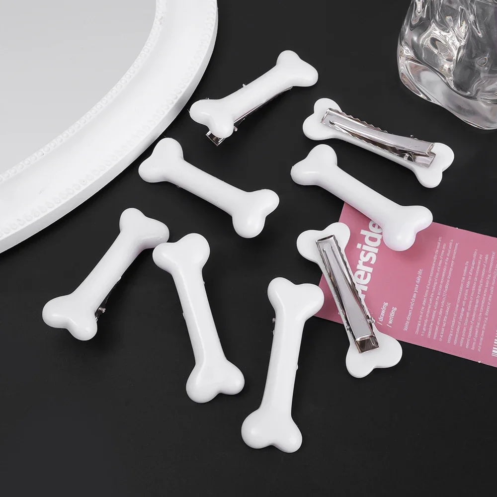 White Bone Hair Clip Cute Cartoon Bobby Pin Girl Fashion Dog Bones Decoration Small Hairpins Barrettes Y2K Accessories