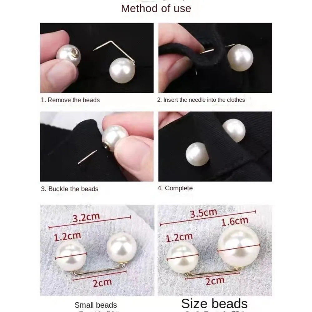 3/6/8Pcs Clothing Accessories Pearl Brooch Detachable Double Head Pin Waist Clip Jewelry Accessory Multifunctional Pants Pin