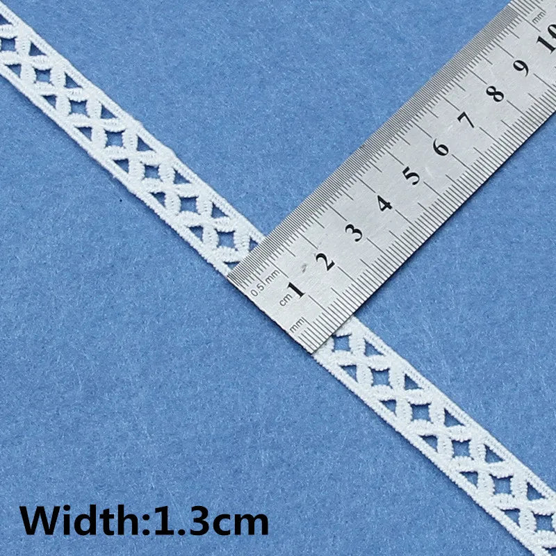 5Yards White Cotton Embroidered Lace Trim Ribbons Fabric DIY Handmade Craft Materials Sewing Clothes Accessories - H17-4-25B-