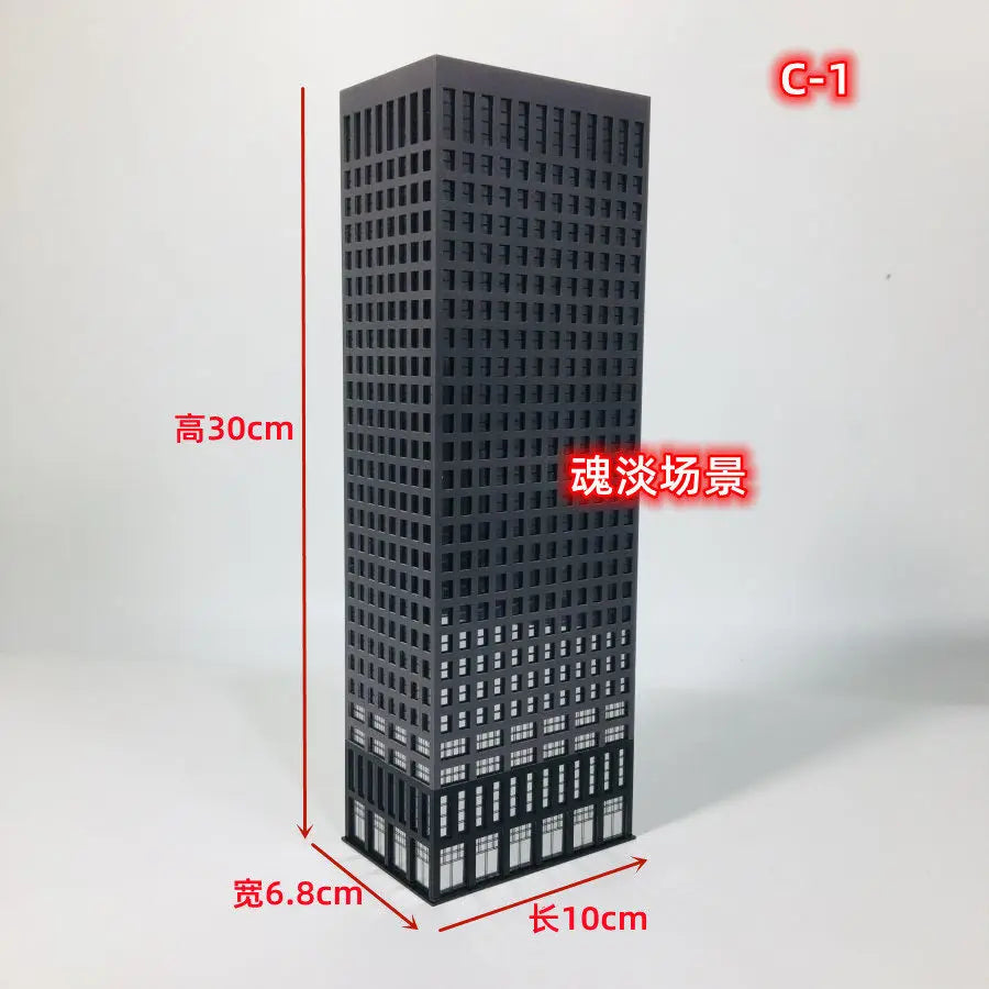 Diorama 1:300 Scale Architectural Model City Skyscraper Building Scene Display Model Railway Train Assembled Layout - C-1