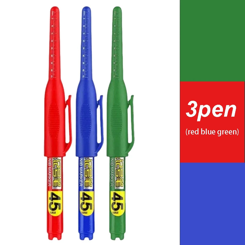 45mm Waterproof Deep Hole Marker Pens Long Nib Head Carpenter Pen White/Black/Blue Ink for Multi-Purpose Woodworking Hand Too