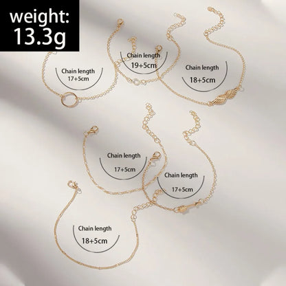 6Pcs/set Vintage Stone Moon Bracelet Set for Women Bohemian Geometric Gold Silver Color Tassel Metal Bracelets Jewelry Gift