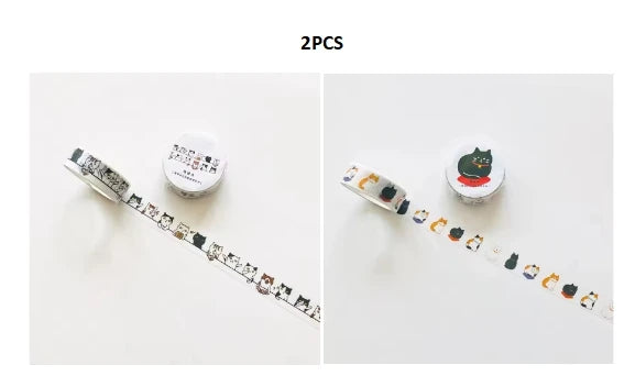 Washi Tapes Cartoon Cat Masking Tape Washi Stickers Scrapbooking Adhesive DIY Decorative Stationery School Supplies
