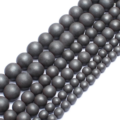Natural Stones Rhodium Rose Gold Plated Hematite Round Loose Mineral Beads for Bracelet DIY Jewelry Making 15inch 2/3/4/6/8/1
