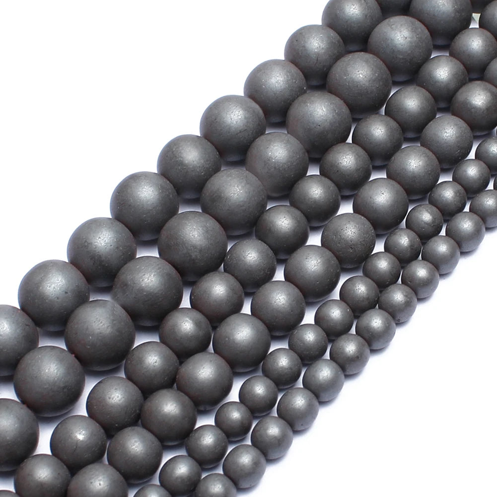 Natural Stones Rhodium Rose Gold Plated Hematite Round Loose Mineral Beads for Bracelet DIY Jewelry Making 15inch 2/3/4/6/8/1