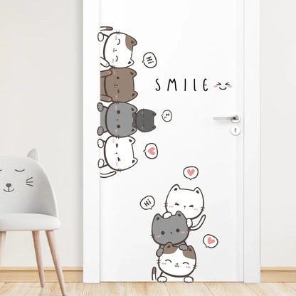 1Pc Furniture Cartoon Cute Cat Wall Stickers for Door Home Decor Accessories Living Room Kids Room Decoration Wall Decals DIY