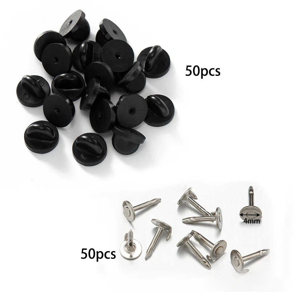 50/100/200 Pairs Enamel Pin Backs Tie Tacks Blank Pins with Rubber Pin Backs for DIY Lapel Pin Brooch Badge Jewelry Craft Mak