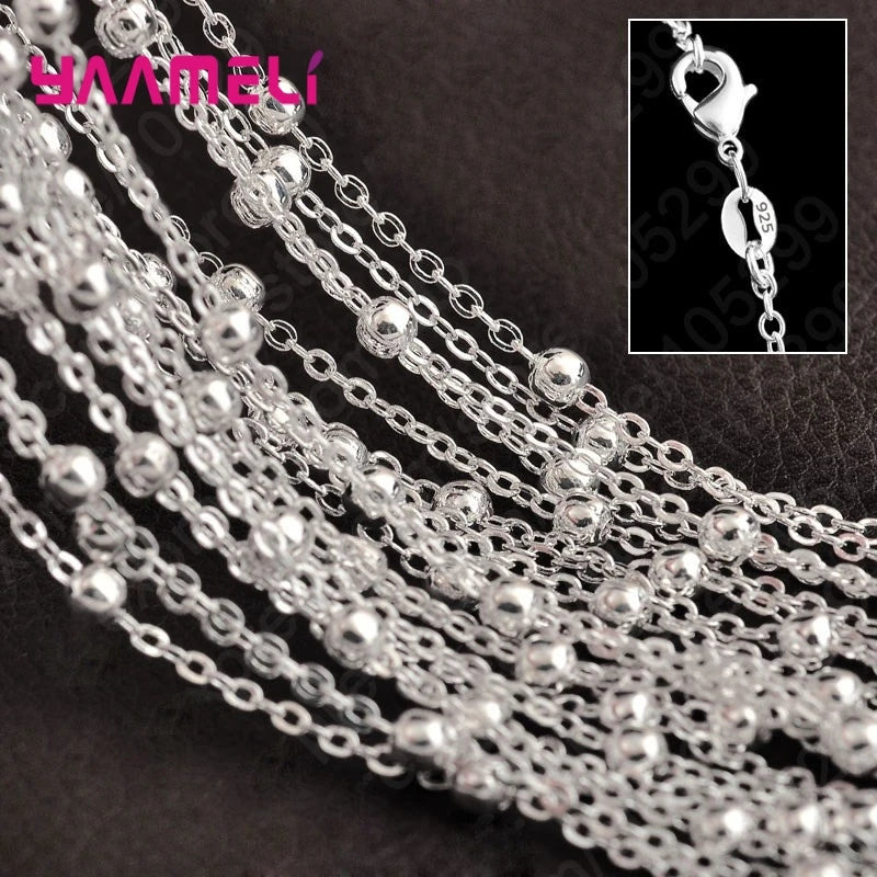 10PCS Pure 925 Sterling Silver Charm Link Chain Necklace Jewelry with Strong Smooth Lobster Clasps 16-30 Inches