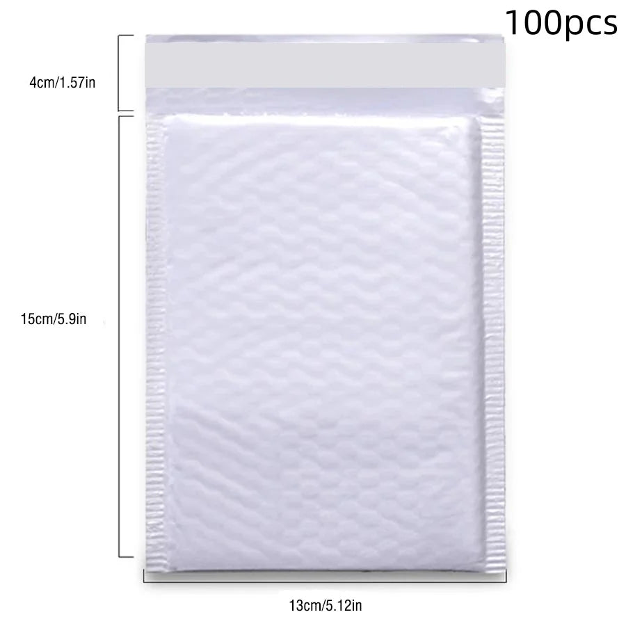 100Pcs White Bubble Envelopes With Bubble Buffering And AntiCollision SelfAdhesive Sealing Strips For Express Packaging - 13x