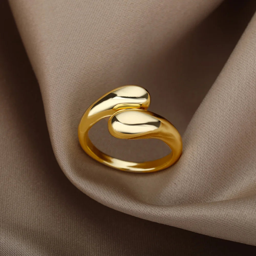 Stainless Steel Rings for Women Waterproof Open Gold Color Ring Wedding Couple Band Jewelry Gifts Items anillos