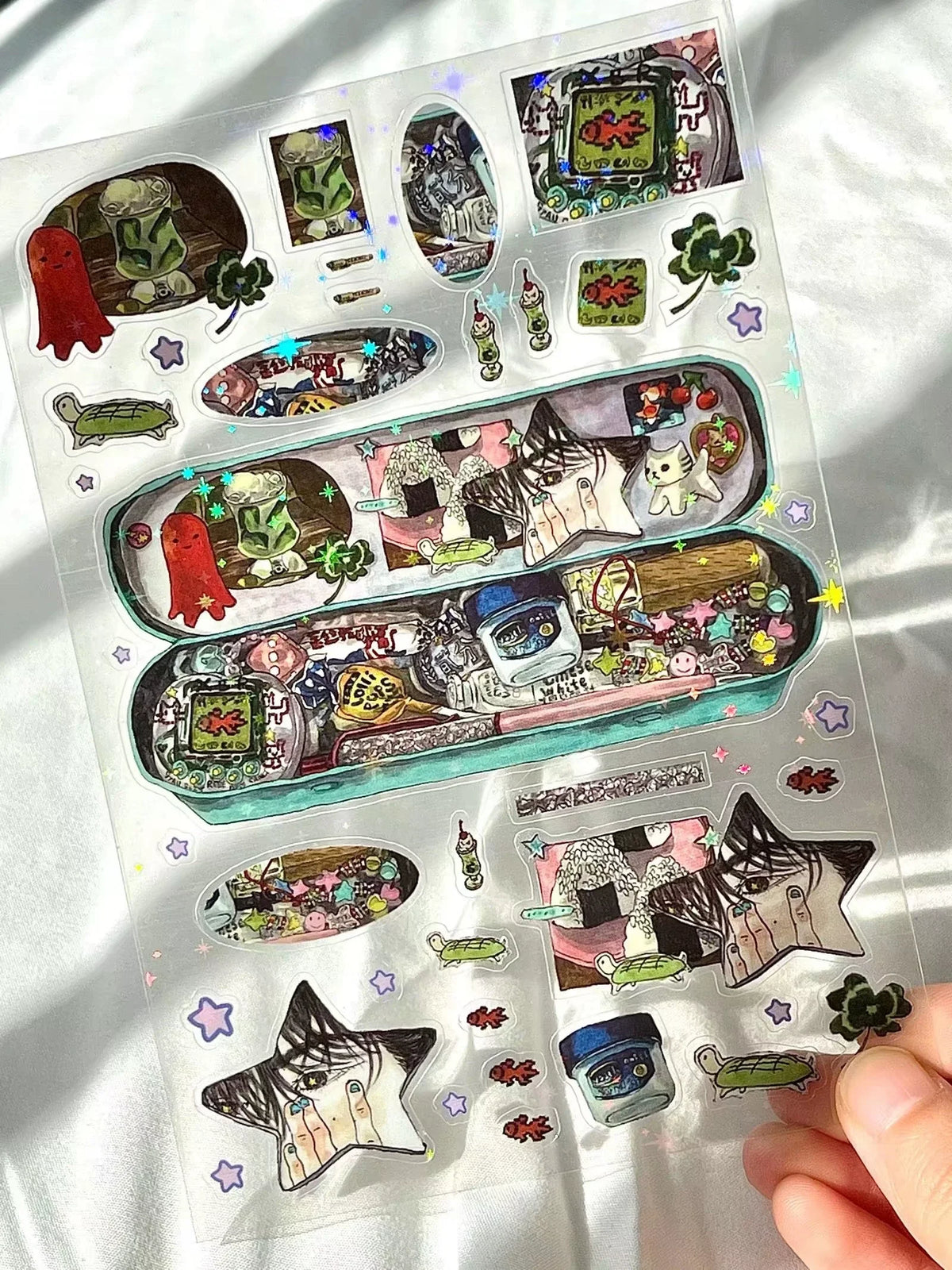 Exquisite Hand-Drawn Dreamcore Stickers Retro Comic Character Design, Rare Craft Materials for Scrapbooking & DIY Art - 2
