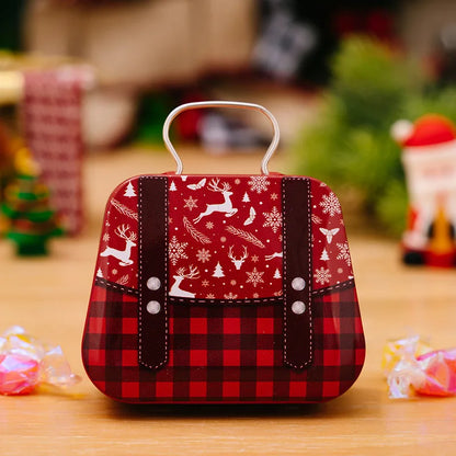 Christmas Decoration 2025 Metal Box Handbag Shape Tin Jar Jewelry Storage Case Kids Gift Can Storage Boxes 2026 Xms Party Dec