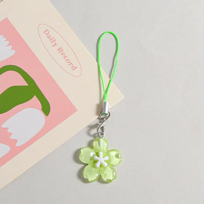 Colorful Resin Flower Phone Chains for Women Korean Style Fresh Cute Transparent Bag Key Pendant Best Friend Compact Accessor