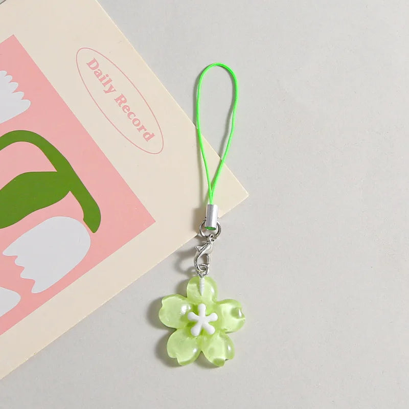 Colorful Resin Flower Phone Chains for Women Korean Style Fresh Cute Transparent Bag Key Pendant Best Friend Compact Accessor