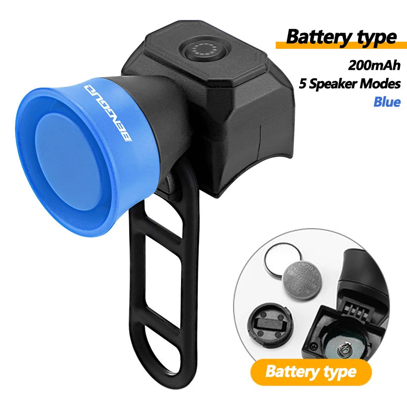 5 Modes Bicycle Horn Mountain Bike Mini Battery Waterproof Electronic Bike Bell Riding Equipment Children's Scooter Accessori