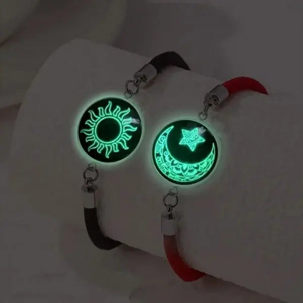 Romantic Luminous Sun Moon Couple Bracelets for Women Men Handmade Braided Rope Matching Bracelet Charms Lover Jewelry Gifts