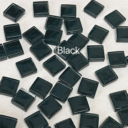 Mosaic Tiles for Crafts Blue Shine Assorted Color 50pcs Glass Glitter Mosaic Supplies Pieces Bulk Square Shape Home Decoratio
