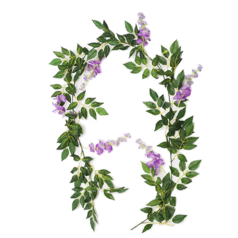 7ft 2m Flower String Artificial Wisteria Vine Garland Plants Foliage Outdoor Home Trailing Flower Fake Flower Hanging Wall De