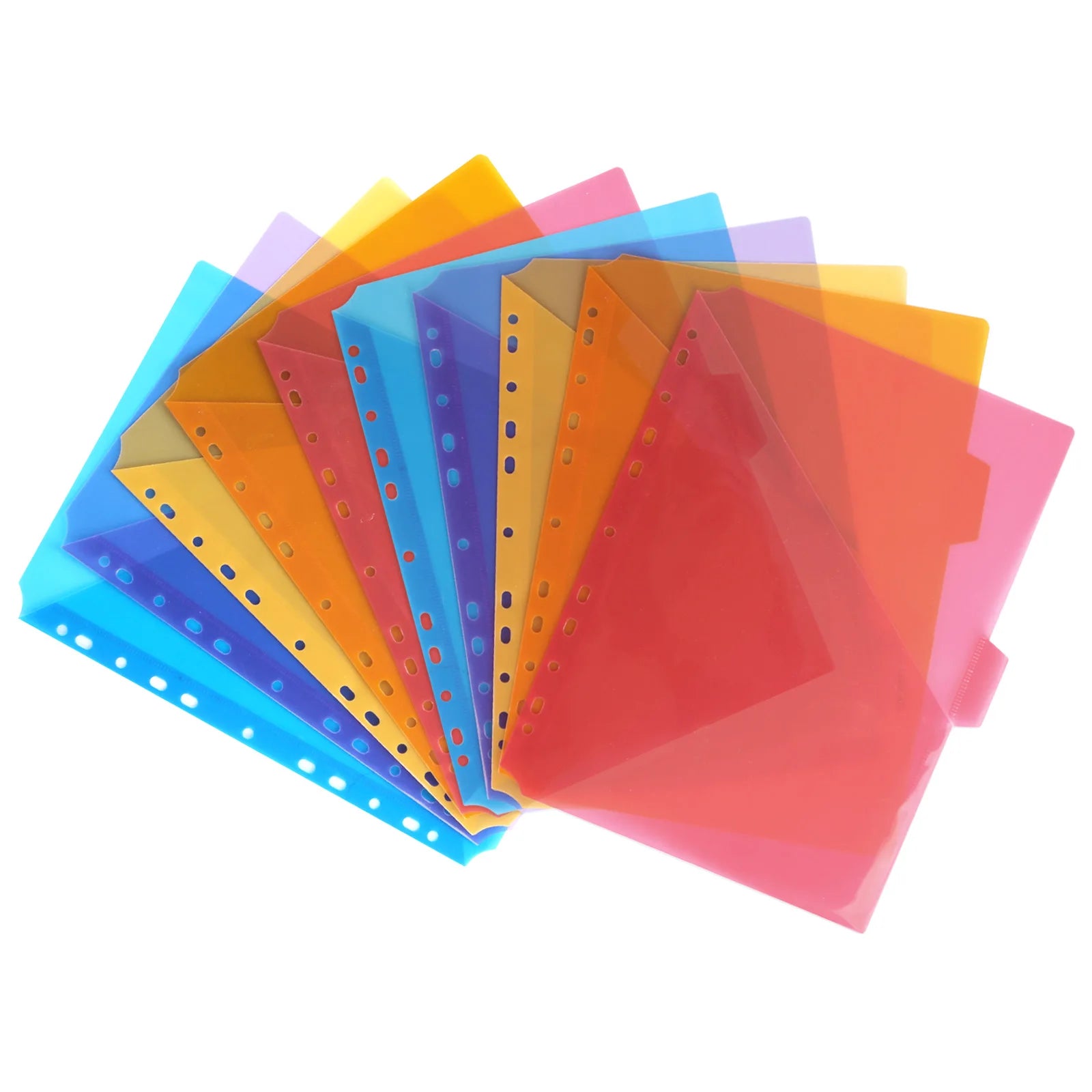 10-Pack 5 Color Binder Dividers with Pockets & Tabs, A4 PP Index Dividers for 2/3/4/11 Ring Binders, Office School Organizati