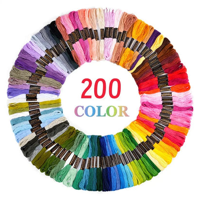 36/100pcs Mix Colors Embroidery Thread Cotton Sewing Skeins Craft Cross Stitch Floss Line DIY Tools Make Bracelets - 200pcs