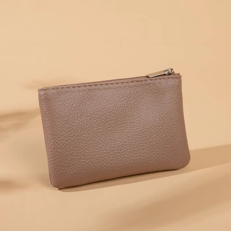 Women PU Leather Coin Purse Retro Litchi Pattern Zipper Pouch Mini Change Purses Unisex Solid Wallets Card Holder Storage Bag