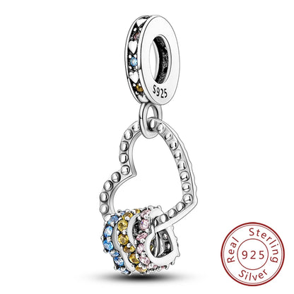 925 Sterling Silve Charms Beads Forever Love Heart Sister Family Life Charms Dangle For Bracelet Woman Jewelry Gifts