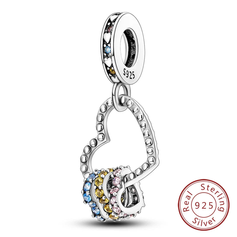 925 Sterling Silve Charms Beads Forever Love Heart Sister Family Life Charms Dangle For Bracelet Woman Jewelry Gifts - KTC478