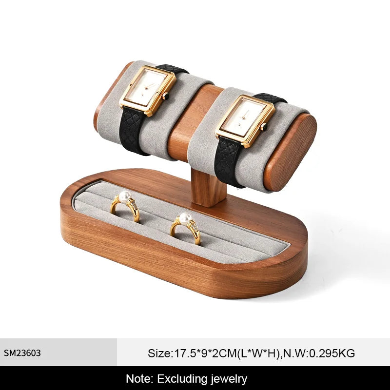 WoodTen Solid Wood Watches Display Stands Base Watch Necklace Bracelet Organizer Rack Bangle Scrunchie Headband Showcase Stan