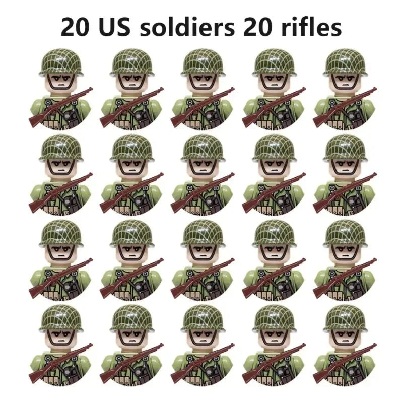 Multi-style military soldiers mini character building blocks DIY assembled building blocks children's collection toys and gif