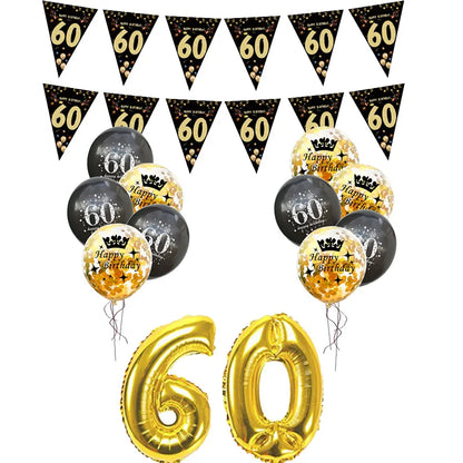 30th 40th 50th 60th birthday decorations Number Balloons Birthday Hanging Banner Flags for Adult 30th Anniversary Supplies - 