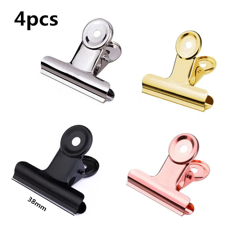 New 50mm 38mm 31mm 22mm Multicolor Round Metal Clamp Paper Clips Student School Office Supplies - 4pcs -38mm