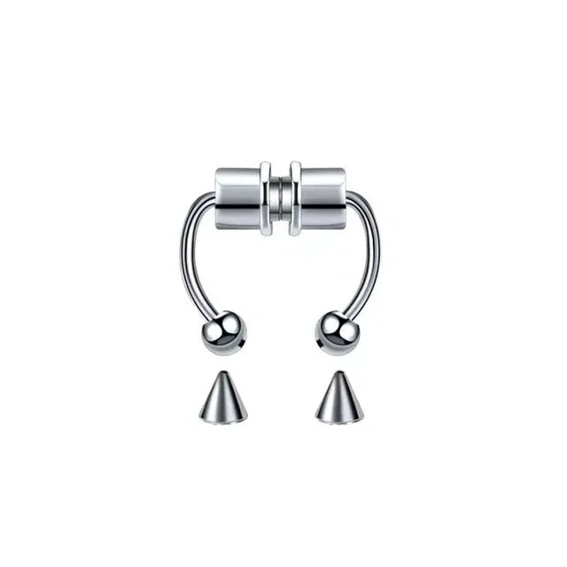 5pcs Stainless Steel Magnet Fake Nose Ring Hoop Fake Piercing Hoop Septum Rings For Women Fashion Gothic Rock Body Jewelry Gi