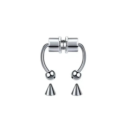 5pcs Stainless Steel Magnet Fake Nose Ring Hoop Fake Piercing Hoop Septum Rings For Women Fashion Gothic Rock Body Jewelry Gi