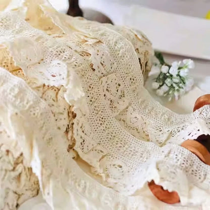 High quality crochet cotton fabric stretch lace DIY clothing cuff collar skirt trim girl doll hand-made dress sewing material