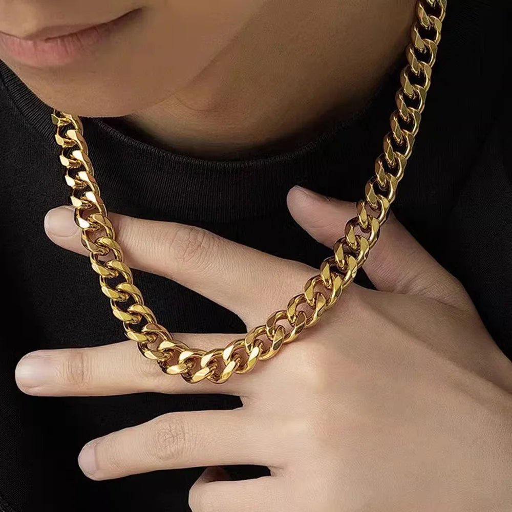 3/5/7mm Stainless Steel Cuban Link Chain Classic Punk Personality Jewelry Simple Fashion Hip-hop Couple Necklace for Men Wome