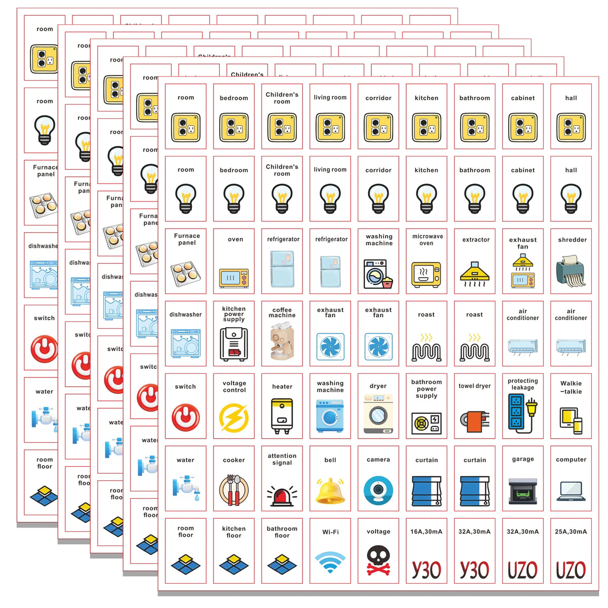 Label Stickers for Electric Meter Boards, Switch Label Sticker Set, Electrical Panel Label Stickers,Panel Labels Stickers