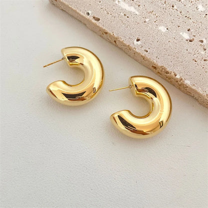 Vintage Chunky Dome Drop Earrings For Women Gold Plated Stainless Steel Thick Teardrop Earring Statement Wedding Jewelry Gift